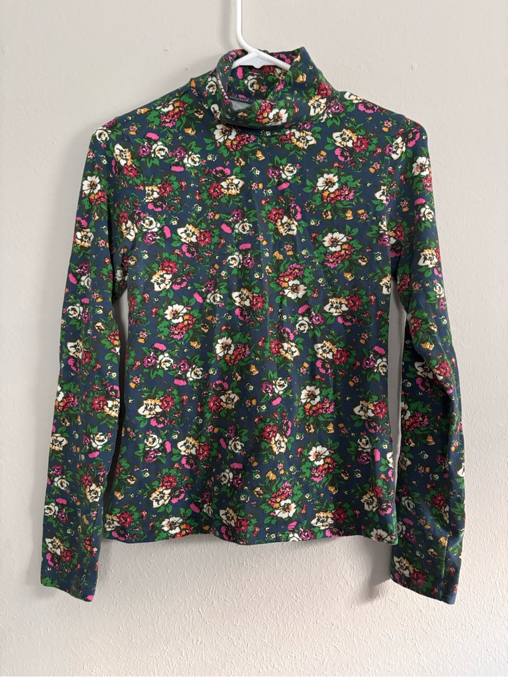 Maeve Women's Green Floral Turtleneck Long Sleeve Top